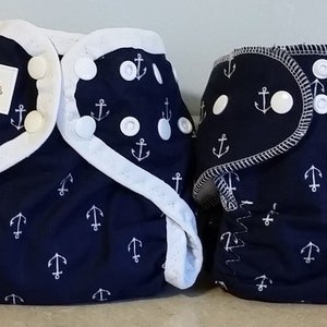 Newborn Cloth Diaper & Diaper Cover Set-  4 to 9 pounds- Anchors- 29047