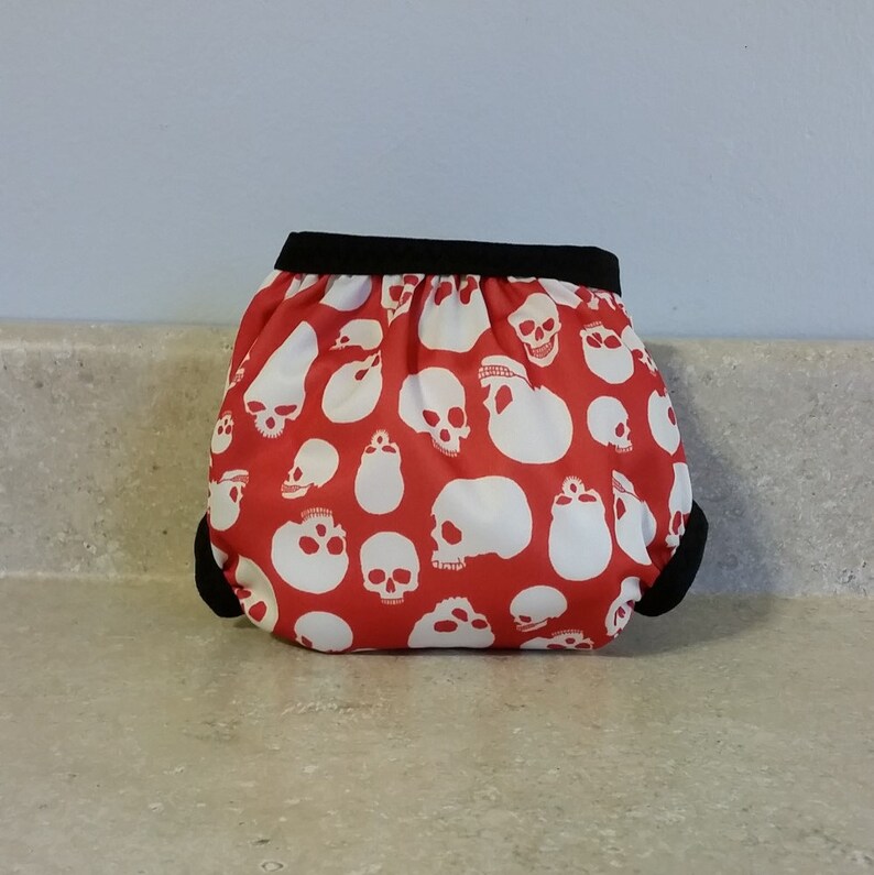 Preemie PUL Diaper Cover with Leg Gussets 2 to 5 pounds Skulls Inv 26001 image 3