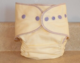 Fitted Large Cloth Diaper- 20 to 30 pounds- Lavender and Cream- 19007