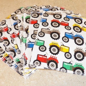 Cloth Wipes, Baby Wipes, Family Cloth, Wash Cloths, Zero Waste- Tractors- Set of 11- 15009