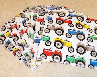 Cloth Wipes, Baby Wipes, Family Cloth, Wash Cloths, Zero Waste- Tractors- Set of 11- 15009
