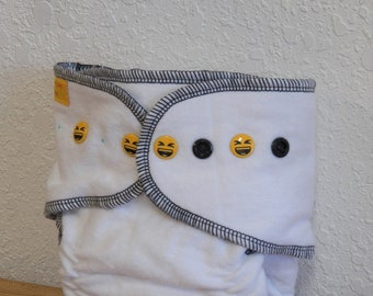 Fitted Small Cloth Diaper- 6 to 12 pounds- LOL Face- (Inv #17064)