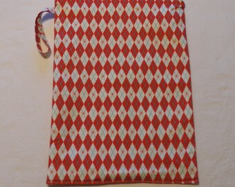 Red & White Argyle- Large Wetbag- Zippered PUL/Waterproof Bag, Travel Bag, Cloth Diaper Bag, Menstrual Period Bag- Inv #4011