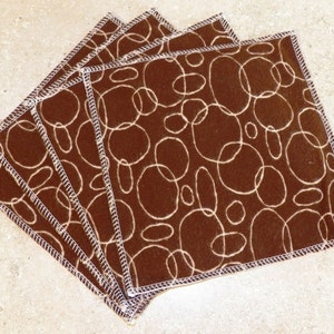 Cloth Wipes, Baby Wipes, Family Cloth, Wash Cloths, Zero Waste- Brown Circles- Set of 5- 15035