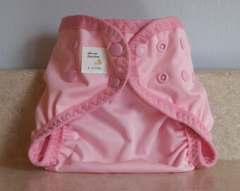 Small PUL Diaper Cover with Leg Gussets- 6 to 12 pounds- Baby Pink- 21018