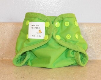 Newborn PUL Diaper Cover with Leg Gussets- 4 to 9 pounds- Spring Green- 20023
