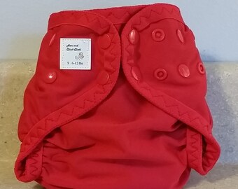 Small PUL Diaper Cover with Leg Gussets- 6 to 12 pounds- Red- 21005