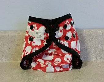 Small PUL Diaper Cover with Leg Gussets- 6 to 12 pounds- Skulls- 21022