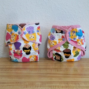 Small Cloth Diaper and Diaper Cover Set- 6 to 12 lbs- Princesses- (Inv #33012)