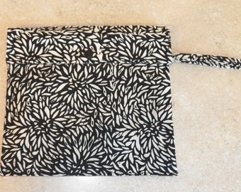 Dual Pocket Wetbag- Black and White Batik- 5003