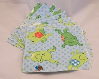 Cloth Wipes, Baby Wipes, Family Cloth, Wash Cloths, Zero Waste- Frogs- Set of 9- 15023