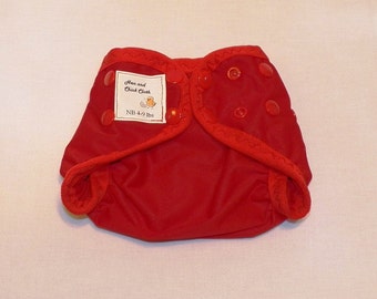 Newborn PUL Diaper Cover with Leg Gussets- 4 to 9 pounds- Red- 20007