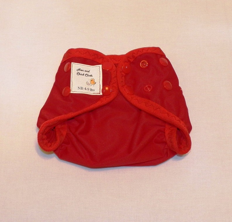 Newborn PUL Diaper Cover with Leg Gussets 4 to 9 pounds Red 20007 image 1