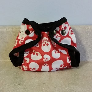 Preemie PUL Diaper Cover with Leg Gussets 2 to 5 pounds Skulls Inv 26001 image 2