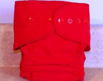 Fitted Small Cloth Diaper- 6 to 12 pounds-Red Flannel- 17009