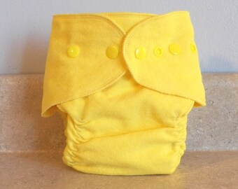 Fitted Large Cloth Diaper- 20 to 30 pounds-  Bright Yellow- 19006