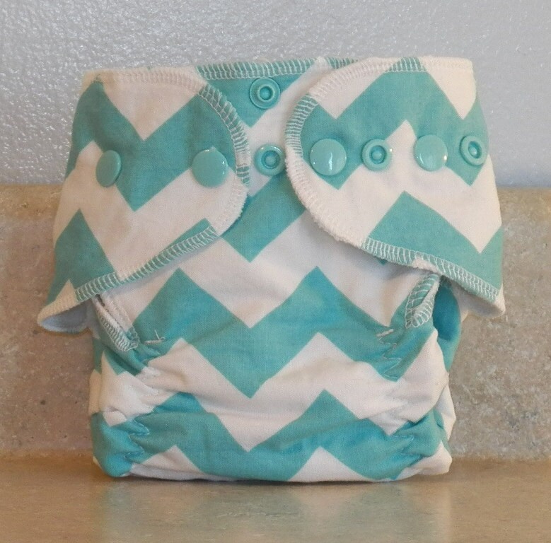 Newborn Cloth Diaper & Diaper Cover Set 4 to 9 Pounds Blue Chevrons
