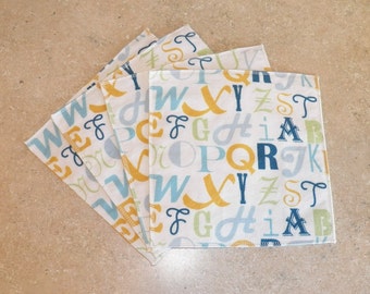 Cloth Wipes, Baby Wipes, Family Cloth, Wash Cloths, Zero Waste- Alphabet- Set of 10- 15046