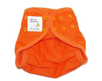 Small PUL Diaper Cover with Leg Gussets- 6 to 12 pounds- Orange- 21013