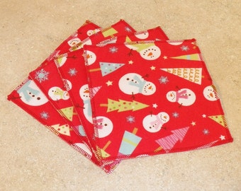 Cloth Wipes, Baby Wipes, Family Cloth, Wash Cloths, Zero Waste- Christmas Print- Set of 10- 15001