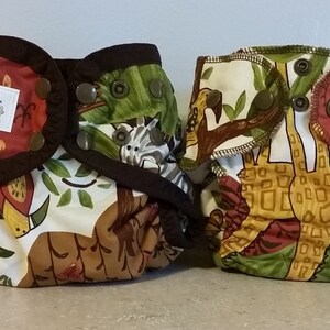 Newborn Cloth Diaper & Diaper Cover Set-  4 to 9 pounds- Safari- 29028