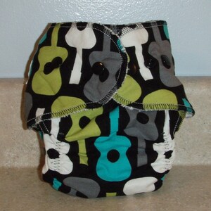 Newborn Cloth Diaper & Diaper Cover Set-  4 to 9 pounds- Groovy Guitars- 29002