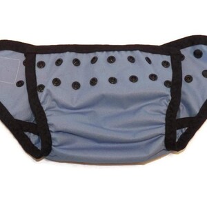 Newborn PUL Diaper Cover with Leg Gussets 4 to 9 pounds Dots on Blue 20024 image 4