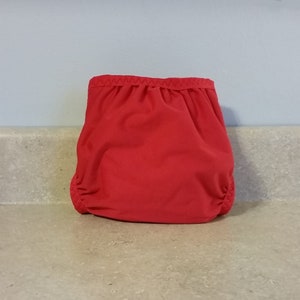 Medium PUL Diaper Cover with Leg Gussets 10 to 20 pounds Red 22017 image 2