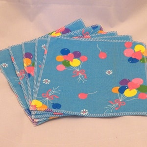Cloth Wipes, Baby Wipes, Family Cloth, Wash Cloths, Zero Waste- Balloons- Set of 5- 15004