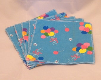 Cloth Wipes, Baby Wipes, Family Cloth, Wash Cloths, Zero Waste- Balloons- Set of 5- 15004