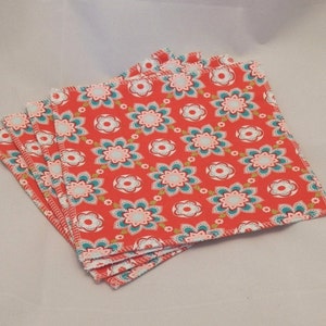 Cloth Wipes, Baby Wipes, Family Cloth, Wash Cloths, Zero Waste- Red Floral- Set of 4- 15016