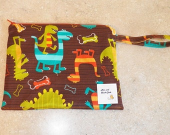 Small Wetbag- Dinos on Brown- 2015