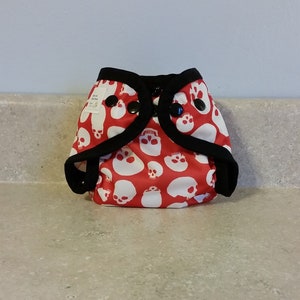 Preemie PUL Diaper Cover with Leg Gussets 2 to 5 pounds Skulls Inv 26001 image 1