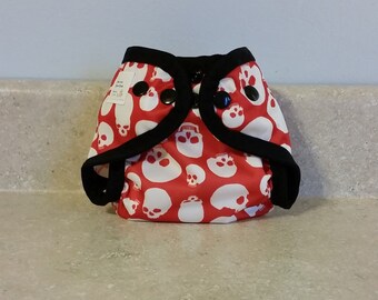 Preemie PUL Diaper Cover with Leg Gussets- 2 to 5 pounds- Skulls (Inv # 26001)