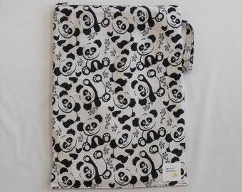 Large Wetbag- Pandas- 11"x15.5" Zippered PUL/Waterproof Bag, Travel Bag, Cloth Diaper Bag, Menstrual Period Bag (Inv #4010)