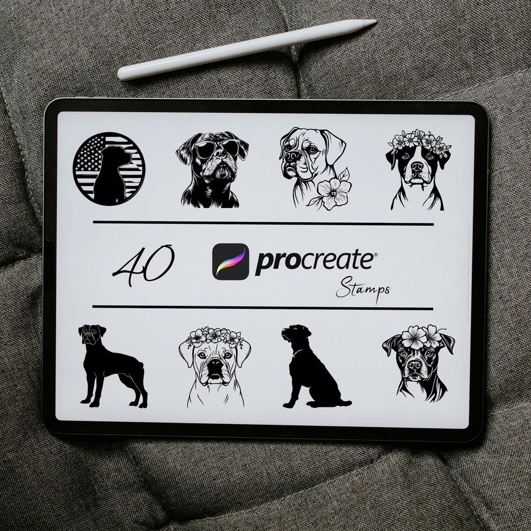 Boxerdoodle Dog Procreate Stamps | Boxerdoodle Procreate Brushes and ...