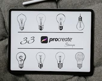Light Bulb Procreate Stamps and Brushes: Tattoo & Logo Design (Digital Download)