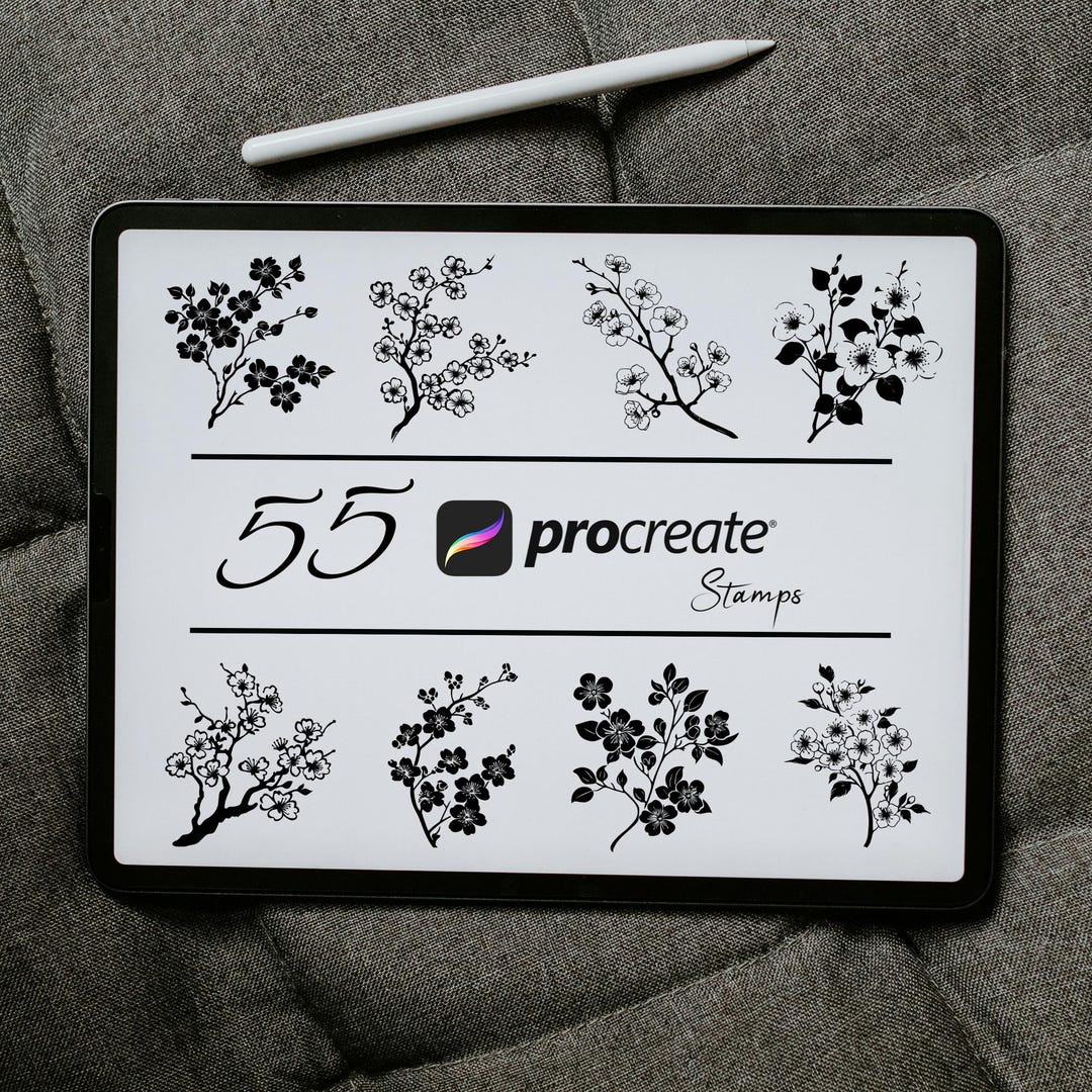 Cherry Blossom Procreate Stamps: Sakura Floral Brushes (digital ...