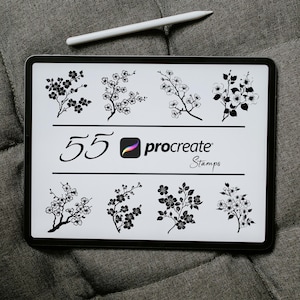 Tampons Cherry Blossom Procreate : pinceaux floraux Sakura (téléchargement numérique)