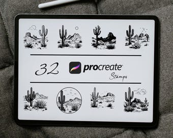 Desert Scene Procreate Stamps: Nature Brush Set (Digital Download)