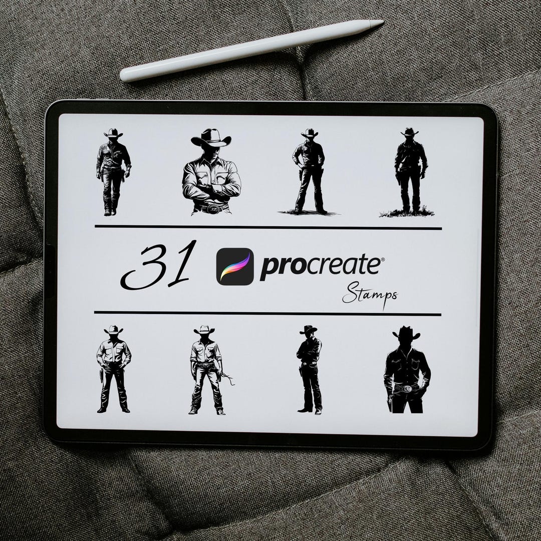 Cowboy Procreate Stamps and Brushes: Wild West Pack (digital Download ...