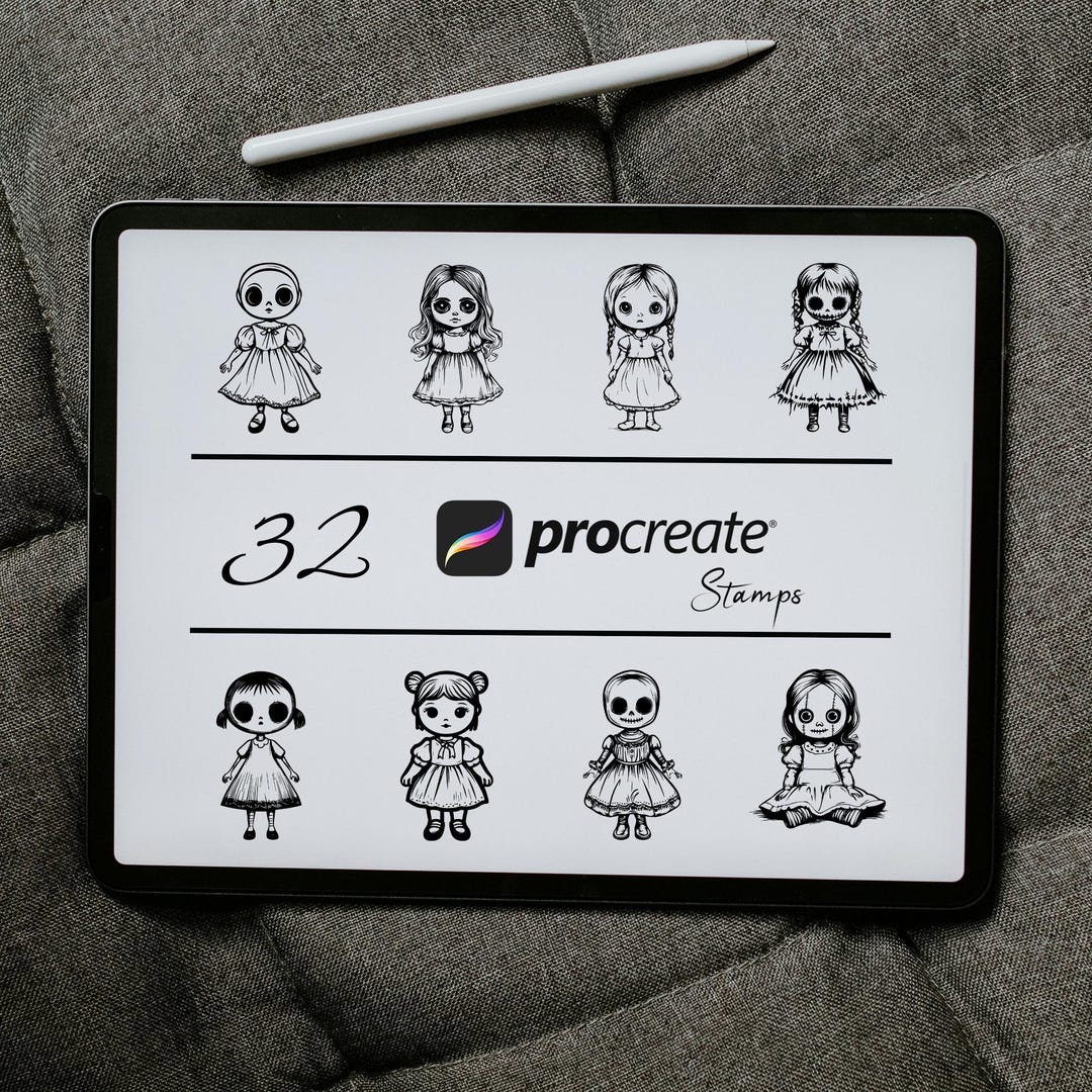 Haunted Doll Procreate Stamp | Procreate Horror Creepy Doll Stamps ...