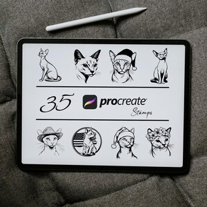 Oriental Shorthair Cat Procreate Stamps | Cute Cats Stamp, Cat Breed Procreate, Procreate Kitten Brush, Cat Tattoo Stamps, Cute Kitty Stamps