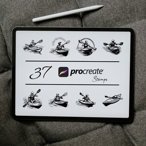 Kayaking Procreate Stamps And Brushes | Procreate Kayaking Adventure Stamp, Paddle Life Stamp, Procreate Tattoo Stamp, Kayaking Brush Bundle