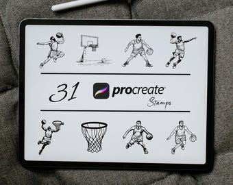 Basketball Procreate Stamps: Sports Tattoo Brushes (PDF Downloadable Link Included)