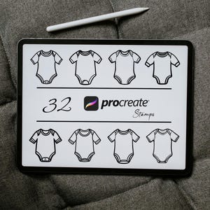 Baby Onesie Procreate Stamp and Brushes | Baby Clothes Stamp, Procreate Baby Fashion Stamp, Procreate Tattoo Stamp, Baby Onesie Brushes Pack