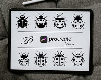 Ladybug Procreate Stamps: Animal Tattoo Stamp Brushes (Digital Download)