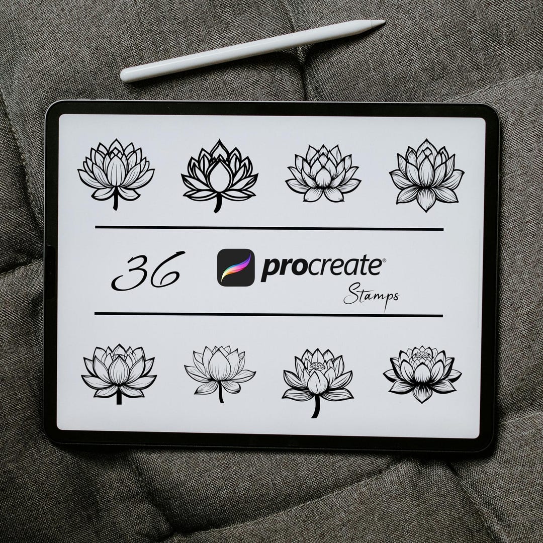 Lotus Flower Procreate Stamps: Botanical iPad Brushes (digital Download ...