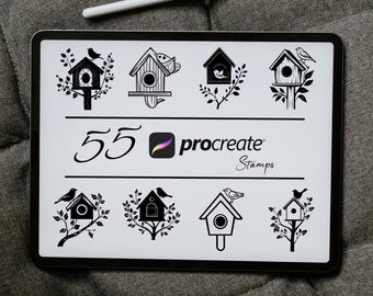 Bird House Procreate Stamps: Floral Nature Brushes (Digital Download)
