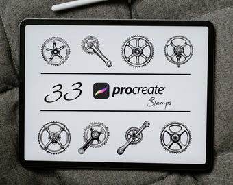 Bike Crank Procreate Stamp Set: Bicycle Tattoo Brushes (Digital Download)